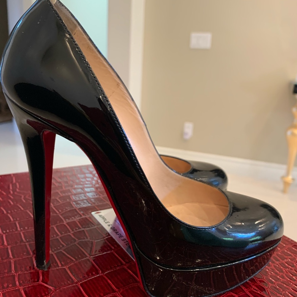 Authentic Black patent  louboutin platform pumps